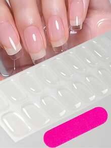 1张半固化凝胶美甲贴，16片手指凝胶贴，1片冬/春透明全贴凝胶指甲油贴纸，持久耐用，快速塑形，女士/女孩全贴指甲贴，需配合UV/LED灯使用，DIY美甲贴纸 - 無色 - 查看 2