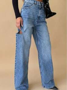 High-Waisted Slim Fit Dark Gray Pants | Modern And Comfortable Design - Baby Blue - View 1