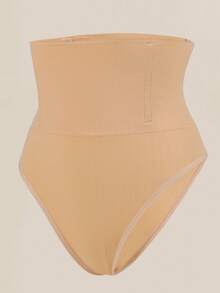 1pc High Waist Seamless Thong Panty, Tummy Control, Butt Lifting, Shaping Underwear For Women - Apricot - View 2