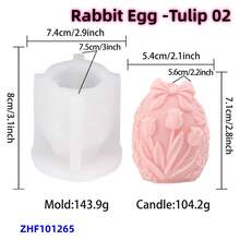 Moule en silicone pour bougie en forme d'œuf de lapin de Pâques, motif de feuillage de tulipe, style lapin. Moule en résine pour faire des maisons de lapin, des arcs, des œufs, des plâtres. Outil de fabrication de fleurs 3D, terrier de lapin, forme d'animal pour savon fait main, bougie, décoration de maison pour les fêtes - Blanc - Voir 15