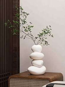 1件树脂雕塑叠鹿花瓶，几何石花瓶，时尚优雅设计，桌面装饰，花瓶，适合作为家居和办公礼物，生日、毕业、圣诞节礼物 - 彩色 - 查看 4