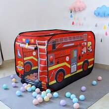 一套大型可折叠卡通餐车帐篷，配有玩具厨房配件，采用耐用牛津布制成，红黄相间的汉堡造型，带遮阳篷和门，适合室内外使用，是生日派对和节日礼物的理想之选。 - 彩色 - 查看 7