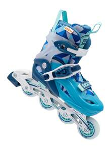 1 Pair Fashionable Men's Outdoor Inline Roller Skates. Lightweight, Agile, Adjustable, With Detachable Shoe Cover, Arch Support Memory Function, Good Braking Performance, Shiny PU Wheels And Reinforced PP Aluminum Alloy Shoe Frame, Effectively Preventing Ankle Sprains. Suitable For Beginners. - Blue - View 4
