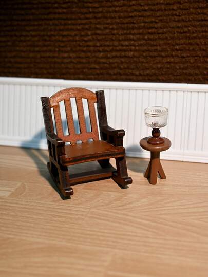 1/6、1/12 娃娃屋迷你摇椅台灯组合装饰品，娃娃屋配件，模型屋装饰，摄影道具，微缩景观摆件，微缩模型装饰，小礼物，纪念品，家居装饰