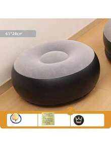 加厚充气沙发床，便携式充气休闲沙发椅及脚凳套装，户外可折叠天鹅绒躺椅沙发带脚凳，午睡沙发带脚凳