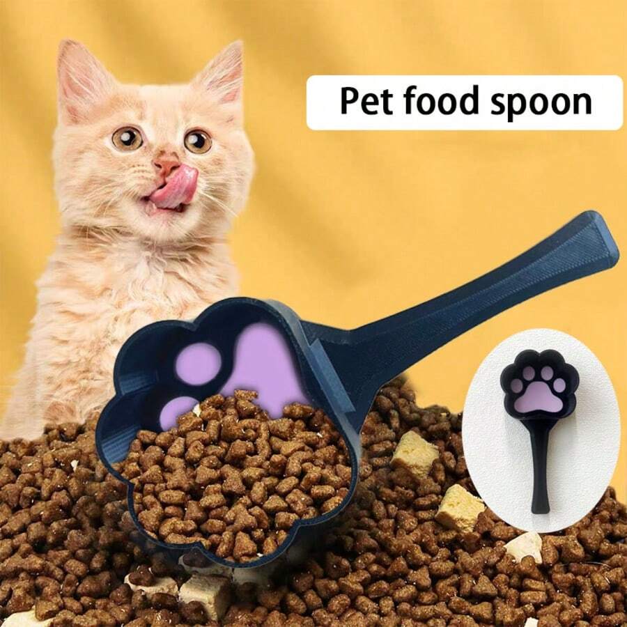 1 قطعة ملعقة قياس بشكل كف قطة لطيف، ملعقة قياس جذابة، غير لاصقة، صحية للتغذية للقطط والكلاب، سهلة التنظيف - 500ml - مشاهدة 1