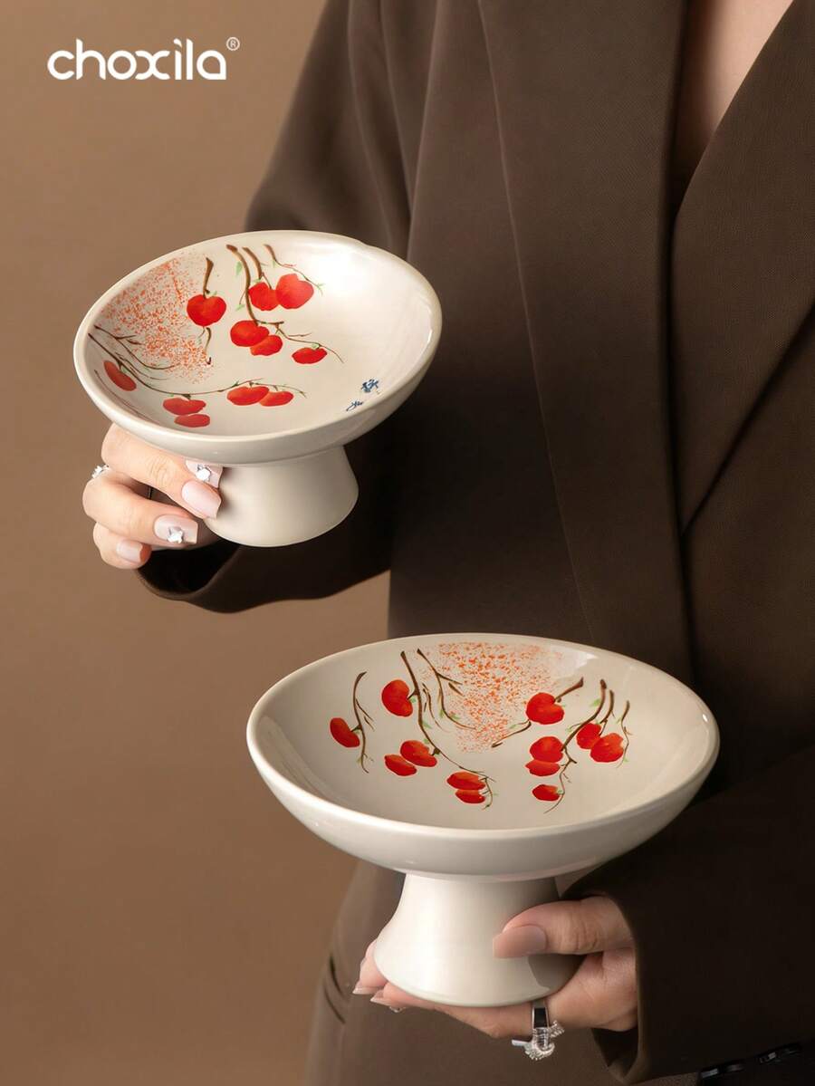 1 chiếc bát sứ chân cao, đĩa trà và ăn nhẹ, đĩa trà chiều, đĩa trái cây chân cao, bát tráng miệng dùng trong nhà hàng và trà chiều. - bát thân gốm - Xem 1