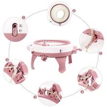 Máquina de tejer 48 Agujas, tablero de tejer telar doble giratorio, telar de tejer inteligente máquinas de tejer redondas, máquinas de tejer kit de telar de telar para adultos y niños - Rosa - Ver 11