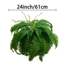 2pcs Large Artificial Boston Fern - 24 Inch Oversized Fake Fern Plants, Suitable For Outdoor, Office And Living Room Decor - Green - View 3