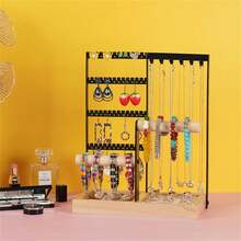 4-Tier Black Jewelry Organizer: Stylish Necklace And Earring Stand With Hooks For Easy Access And Elegant Display. - Multicolor - View 5