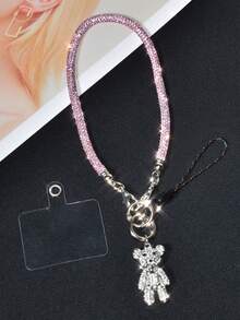 1 Set Luxury Niche Design Phone Anti-Lost Handheld Wrist Strap, Fully Studded Crystal Short Chain, Exquisite Personalized Rhinestone Bear Pendant, Fashionable High-End Bag/Phone Case Chain, Key Chain Decoration For Women Compatible With Android And Most Smartphone,Gifts For Mother, Family, Friends, Birthday, Holiday Phone Chain - Multicolor - View 14