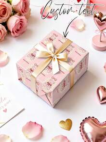 Geschenkpapier zum Valentinstag - Süßer Teddybär und Herz-Schleife Motiv, reißfestes dickes Geschenkpapier, geeignet für Valentinstag Geschenke, Paar-Party Dekoration, Heiratsanträge (56 cm x 27 cm)