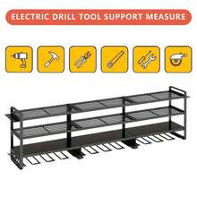 4-Tier Wall Mount Power Tool Organizer - 12 Drill Holder For Garage Storage - Black - View 8