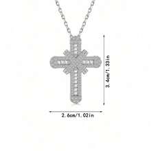One Piece Of A Micro-Set Zirconia Cross Pendant Necklace In European And American Hip-Hop Style - Multicolor - View 3