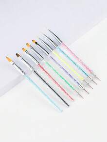 Nail Art Brush Set, Gradient Blending Painting Brushes, Line Drawing Light Therapy Floral Nail Art Brushes, Suitable For Professional Nail Salons And Home DIY - Multicolor - View 9