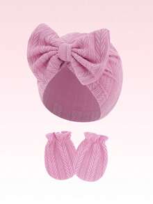 Bộ 3 món mũ và găng tay cho trẻ sơ sinh, phù hợp cho bé từ 0-3 tháng tuổi - Mũ và băng đô hai lớp ấm áp, họa tiết sọc, bộ mũ và găng tay mềm mại, phù hợp cho trẻ sơ sinh sử dụng và bảo vệ hàng ngày. - 3 món (mũ + găng tay) - Xem 11