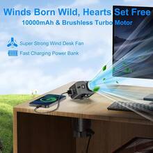 7-In-1 Multi-Use Portable Fan Hands Free Flashlight Etc,Christmas Gifts For Men Women,Turbo Powerful Cooling Personal Fan,10000mAh,24H Lasting,LED Display,Outdoor Travel Camping Fitness Gift (Black) - 深灰色 - 查看 8