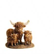 2D Plat 1 buc, Decor Vacă Highland - Stil Boem, Decorațiune Acrilică pentru Desktop, Potrivită pentru Acasă, Birou sau Cafenea, Decorațiune pentru Clasa de Clasă