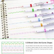 6pcs/Set Colorful Outline Pens, Hand-Drawn Lace Pens, Highlighter Pens, Floral Outline Pens, Wave Line Pens, Suitable For Note-Taking And Drawing, Student And Office Supplies, Exquisite Gift Choice - Outline Pen - View 7