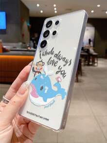 官方授权 Paul Frank 透明大嘴猴全身防震相机保护壳，海豚和猴子字母图案，全新设计，兼容 13/14/15/16/17 Pro Max/Galaxy 手机 - 彩色 - 查看 4