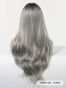 Grey Ombre Body Wave Wig For Women Long Wavy Hair 65cm Curly Wig With Bangs Cosplay Headband Wigs Synthetic Wigs For Daily Use - Màu xám ombre - Xem 8