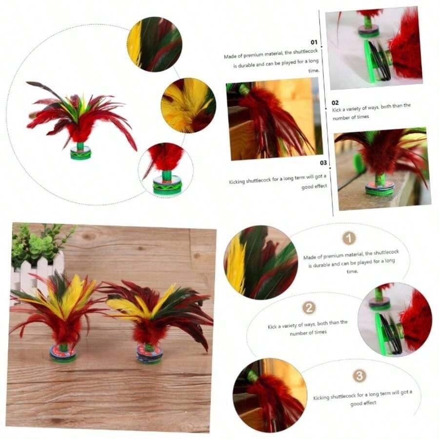 4 Piezas Shuttlecock Tradicional Chino de Fitness de Patada para Adultos Resistente para Ejercicio y Actividades Deportivas Interiores y Exteriores - Multi - Ver 1