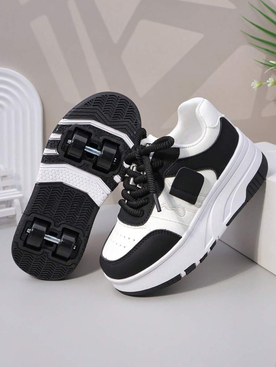 儿童四轮滑鞋，可拆卸轮子运动鞋，系带式Heelys轮滑鞋，男女童时尚休闲鞋