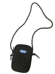 男士字母图案休闲斜挎包，日常百搭 - 黑色 - 查看 8