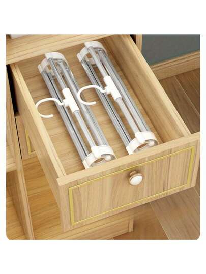 2pcs Foldable Pants Rack, White Color - PP Material Wardrobe Storage Rack, Closet Organizer, Multi-Layer Design Suitable For Jeans, Leggings And Trousers, Home Or Retail Space Saving Storage Solution, Space Saving Hanger | Multifunctional Hanger | Durable Structure, Clothes Hooks