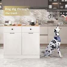 Vabches Double Tilt Out Trash Can Cabinet With 2 Drawers, Dog-Proof Trash Can Holder Without Garbage Bins, Wood Hidden Laundry Hamper Cabinet Recycling Cabinet For Bathroom, Kitchen, Living Room, White - White - View 7