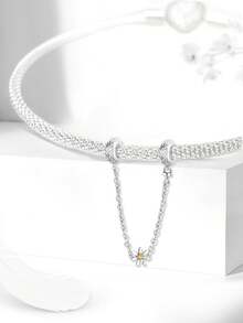 1pc 925 Sterling Silver Elegant Heart-Shaped Safety Chain Pendant, Suitable For Women's Bracelets, Bangles, DIY Jewelry Making, Date Gifts, Exquisite Women's Jewelry - Set 4 - View 5