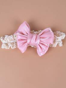 1 Set Baby Socks & Headband With Bow, Sweet Newborn Infant Socks - Pink - View 5