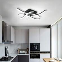 XINGOO 1 قطعة إضاءة سقف ذات تصميم أنيق وحديث، مصنوعة من الألمنيوم الأسود الفاخر، مزودة ب- 4 لوحات إضاءة LED، قوة 28 واط، مناسبة للاستخدام في غرفة المعيشة/النوم/المطبخ/الممر/الشرفة، لون أبيض بارد 6000 كلفن أو أبيض دافئ 3000 كلفن، تعمل بجهد كهربائي 220-240 فولت 50/60 هرتز فقط (تحذير: غير متوافقة مع 110 فولت) - 4 أضواء - مشاهدة 11