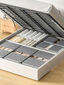 1pc Flat Drawer-Style Under Bed Storage Bag, Large Capacity, Moisture-Proof Storage Box For Clothes And Pants, Foldable Design To Save Space, Transparent Window, Quality Fabric, Reinforced Handle, Double-Sided Zipper, Gray Color, Suitable For Holiday And Room Decor - L - View 6