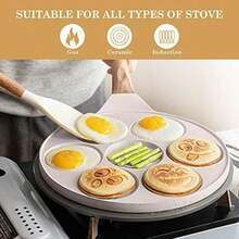 Sarten Para Tortitas , Plancha Antiadherente Para Panqueques 7 Hoyos Sartén Para Tortillas Lindo e Interesante Panqueques de Desayuno Para Niños Molde, 26 cm(Blanco inducción) - Multicolor - Ver 5