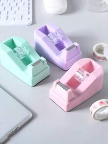 1 Set (1 Dispensador de Cinta + 3 Rollos de Cinta) Kit de Herramientas de Manualidades, Dispensador de Cinta de Papelería de Oficina Color Rosa Brillante, Adecuado para la Temporada de Regreso a Clases - Multicolor - Ver 8