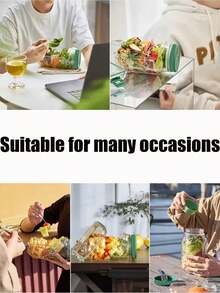 1pc Salad Container, Side-Open, Leak-Proof Lid - Microwave, Dishwasher, Fridge - Sealed Salad Bowl With Dressing Container, Stackable Design, Suitable For Meal Prep, Lunch, Dinner, Office And Travel - Multicolor - View 7