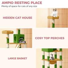 DOGAT 208cm Tall Cat Tree Tower For Indoor Large Cats Multi Level Activity Centre With Hammock Condos Perches 16 Sisal Scratching Posts Anti Tip Reinforced Base - Green - Green - View 7