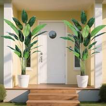 Planta artificial de ave del paraíso, palmera tropical falsa de 2,1 m con hojas en maceta, perfecta para decoración moderna de hogar, interior y exterior, oficina. - Verde - Ver 5