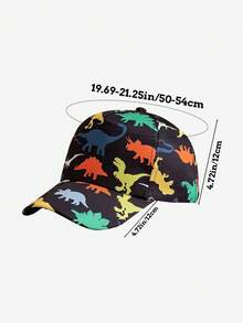 2 piezas Conjunto de gorras de béisbol con estampado de dinosaurios de dibujos animados para niños, disponible en patrón de dinosaurio de dibujos animados negro y patrón de dinosaurio espacial de dibujos animados azul, sombrero de sol detallado y fantástico, práctico y ligero, regalo ideal para cumpleaños y vacaciones, adecuado para niños y niñas para uso casual, al aire escolar en primavera y verano - Multicolor - Ver 4