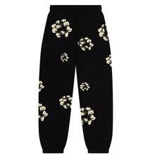 Denim Tears 'the Cotton Wreath' Style Print Hoodie, Long Sleeve Fashion Sweatshirt, Couple Matching Design, Designed For Both Men And Women, Pants Set, Harajuku Hip Hop Style - Pants/黑色 - 查看 2