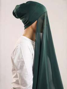 1pc 3-In-1 Quick-Wear Chiffon Hijab With Built-In Magnet And Inner Cap/All-In-One Quick-Wear Hijab - No Pins Needed, Non-Slip Fit, Seconds To Wear - Insrant Hijab - View 5
