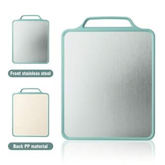 קרש חיתוך רב תכליתי דו צדדי עם ידית אחת, קרש חיתוך נירוסטה, קרש חיתוך פירות מטבח עבה דו צדדי