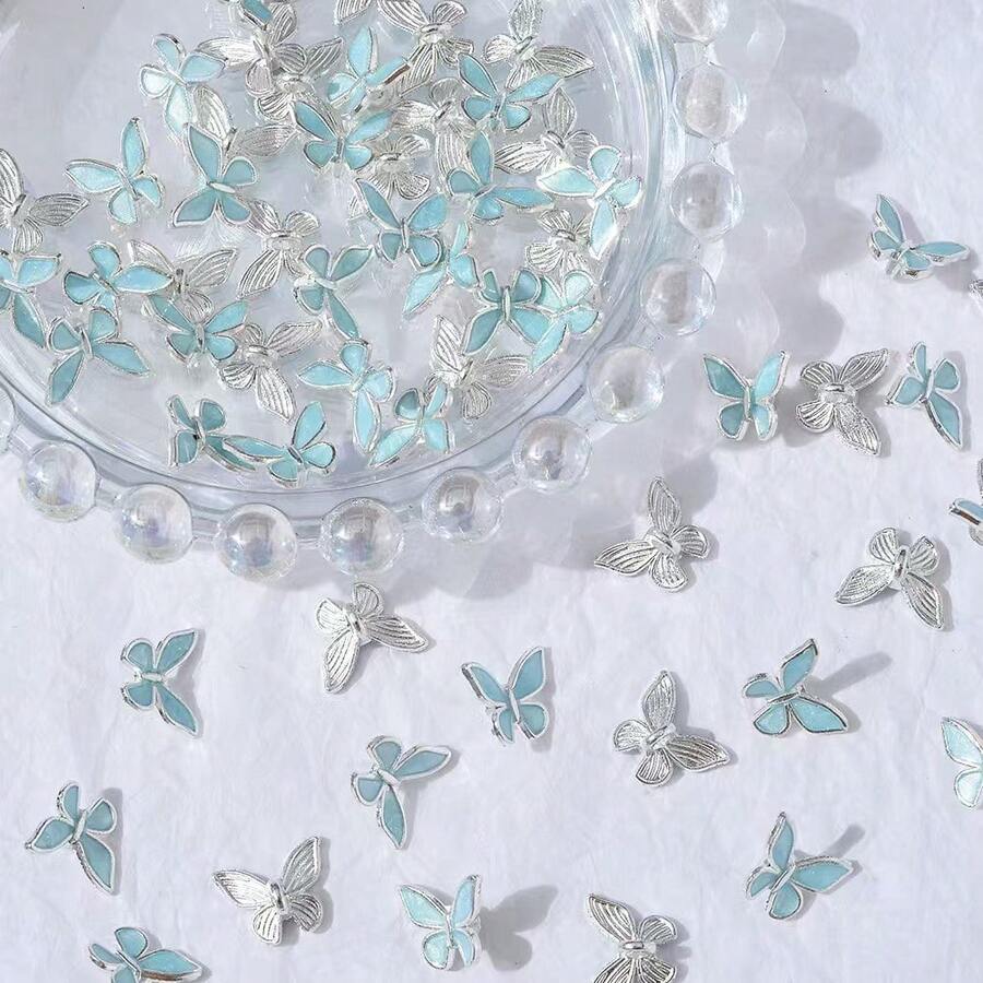 蝴蝶隔珠，甜美仙女手链，合金隔珠，DIY项链首饰制作材料 - 彩色 - 查看 1