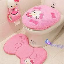 Sanrio Hello Kitty Bathroom Set - Christmas Gift Idea, Super Absorbent Bath Mat, Toilet Mat And Toilet Seat Cover, Soft Polyester Blended Fabric, Cute & Adorable Design - Multicolor - View 1