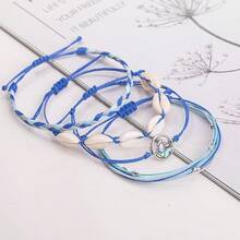 FANCY SHINY Wave String Bracelets Braid Puka Shell Bead Bracelets Handmade Cute  Boho Easter Jewelry Gifts For Women - 皇家藍 - 查看 5