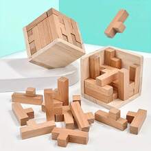 3D Wooden Puzzle Cube, Logical Thinking Puzzle Game, Educational Toy For Adults - Multicolor - View 2