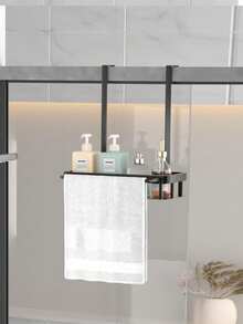 1个淋浴置物架，单层/双层浴室架，免钻孔悬挂式浴室收纳架，多层浴室配件收纳架，浴室整理架 - 彩色 - 查看 5