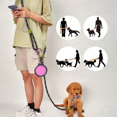 1 قطعة سير كلب عبر الجسم من مادة نايلون عاكسة للضوء، سير كتف عبر الجسم يحرر اليدين ويكون مريحًا للاستخدام في المشي الخارجي مع الحيوانات الأليفة