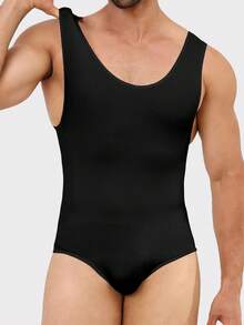 1pc Men's Sleeveless Shapewear Bodysuit, Tummy Control Compression Vest Suitable For Workout And Casual Wear